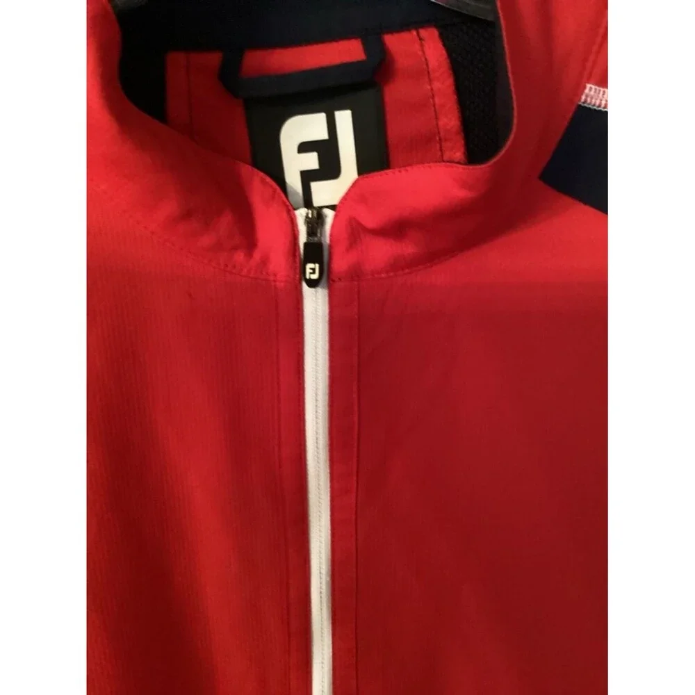 FOOTJOY MENS LARGE 1/4 ZIP JACKET WINDBREAKER RED NAVY